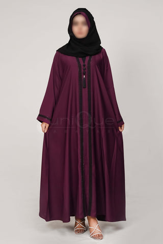 Lace Tassel Plum Abaya