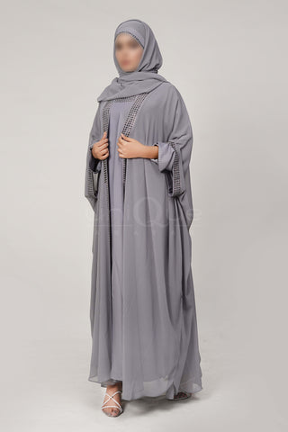 Chiffon Batwing Silver Abaya