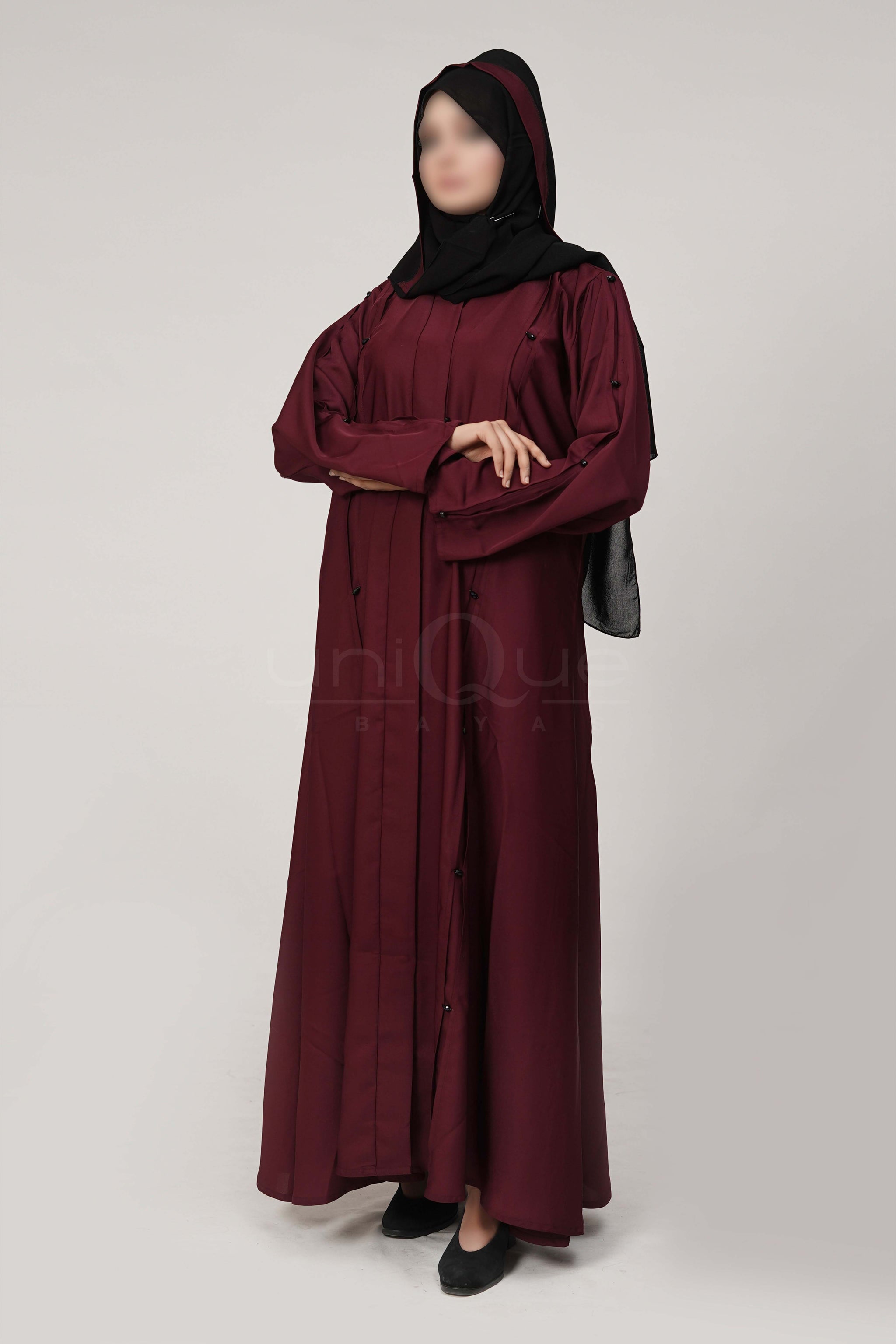 Pleated Stone Plum Abaya