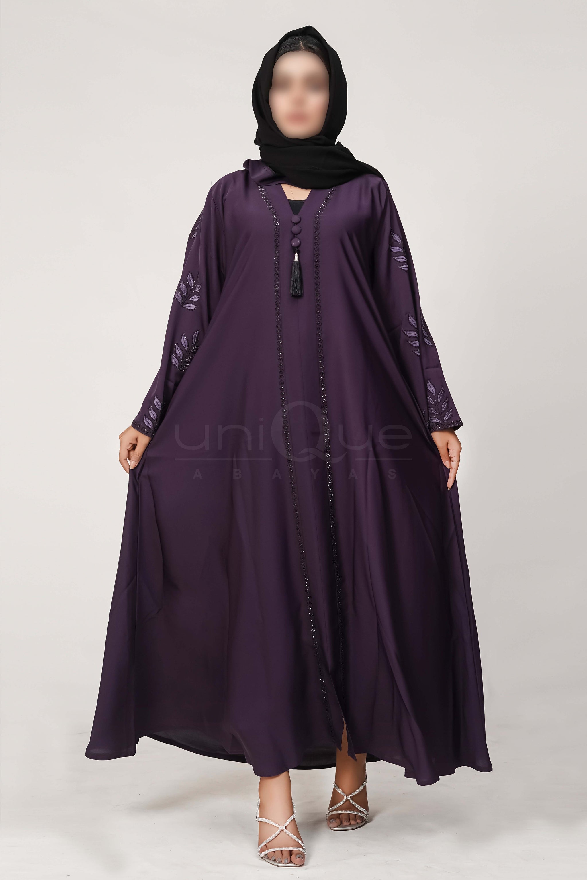 Embroidered Stone Purple Abaya