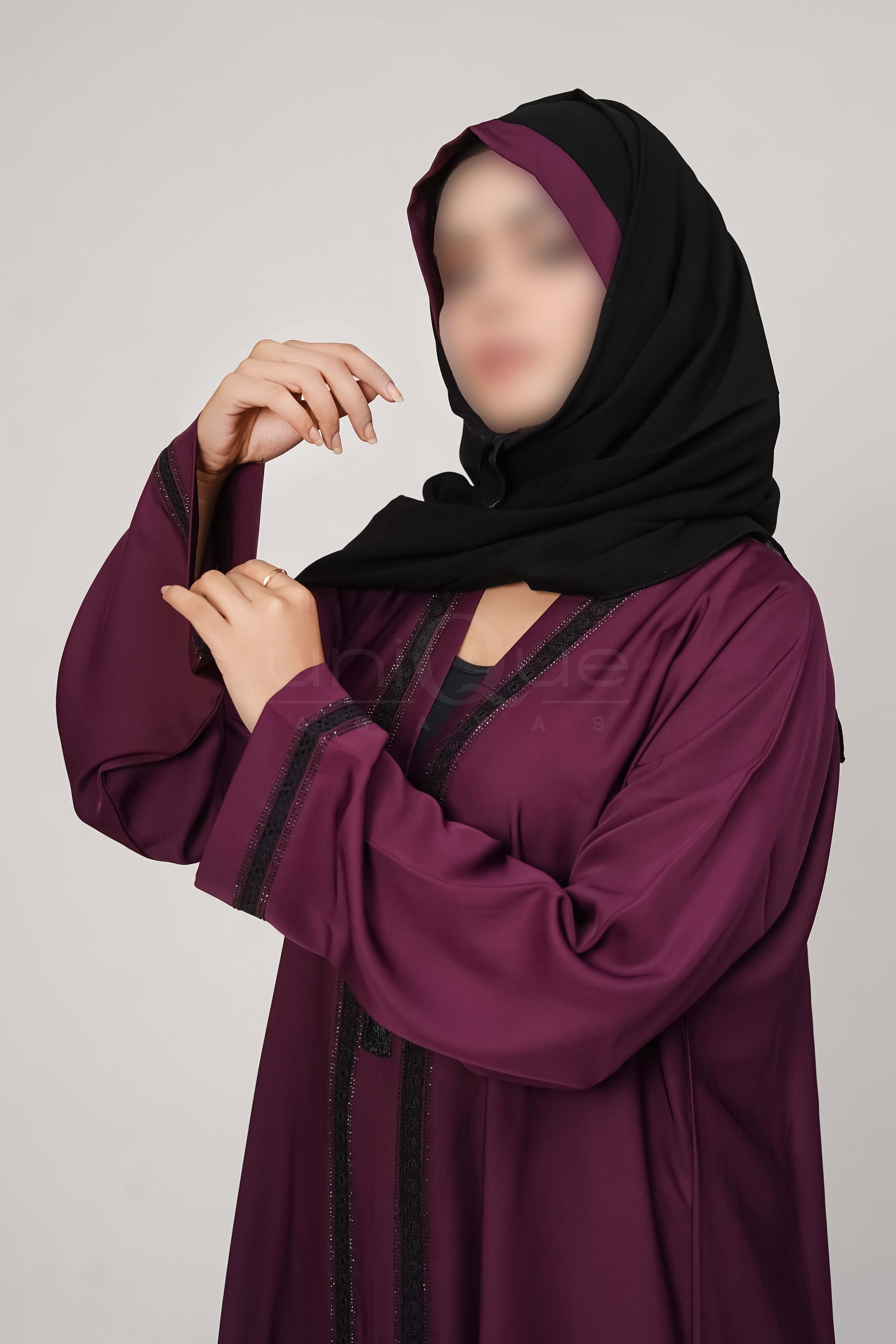 Lace Tassel Plum Abaya