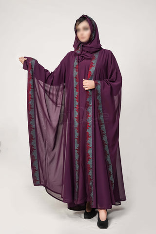 Purple Kaftan Abaya with Hoodie