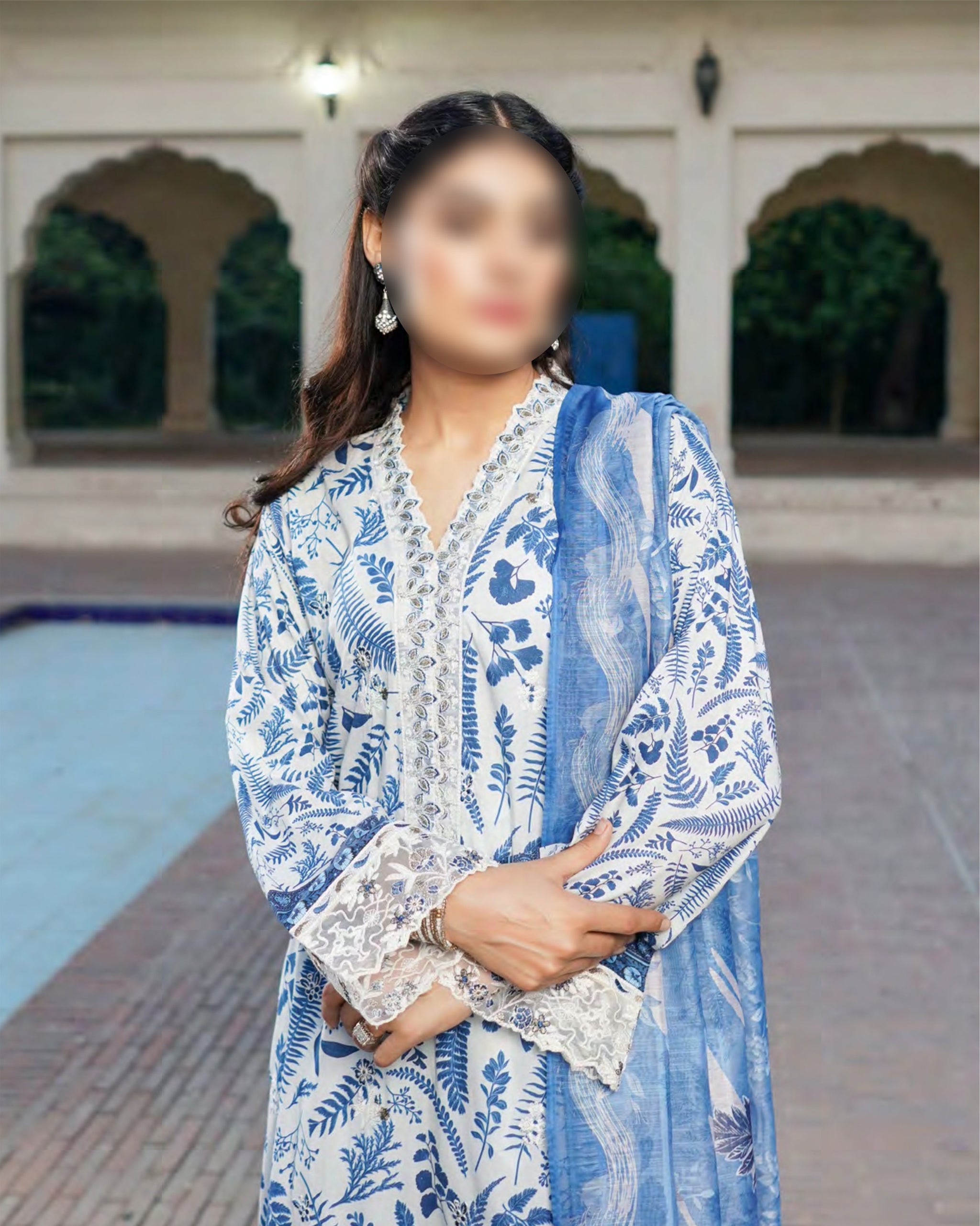 Sky Blue – Traditional Embroidered 3-Piece Set