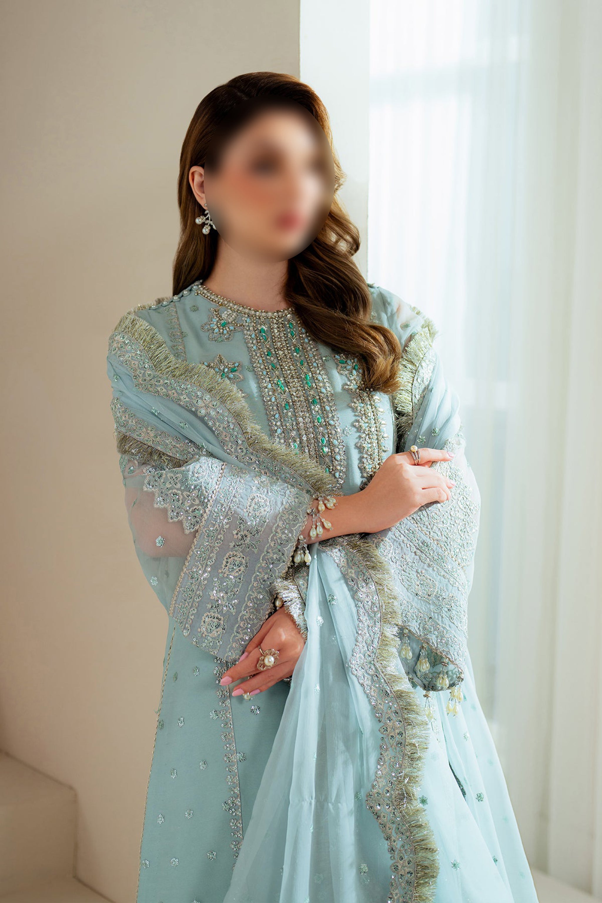 Sky Blue – Traditional Embroidered 3-Piece Set