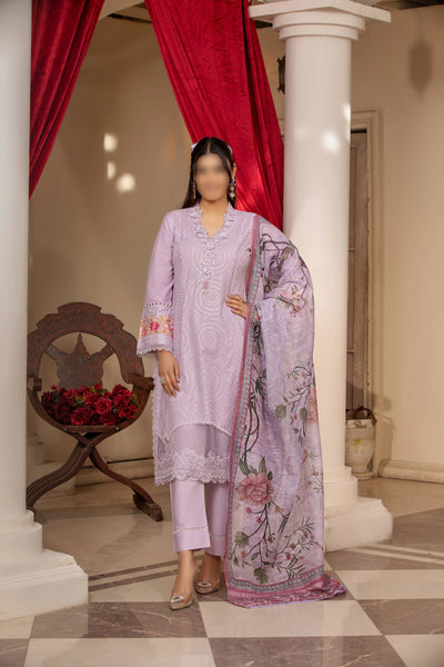 Soft Purple Traditional Wear - Embroidered 3-Piece Set