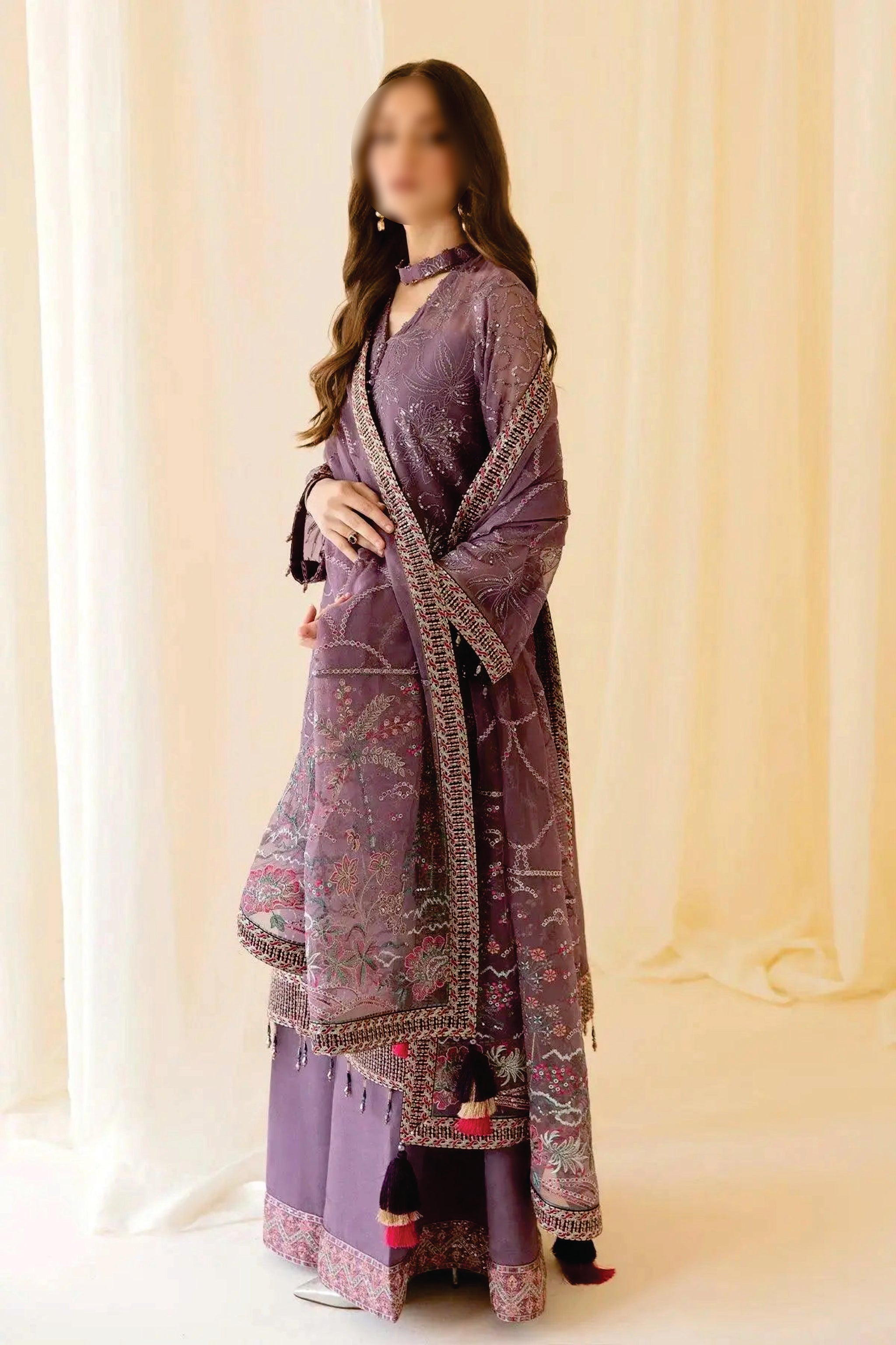 Purple – Traditional Embroidered 3-Piece Set