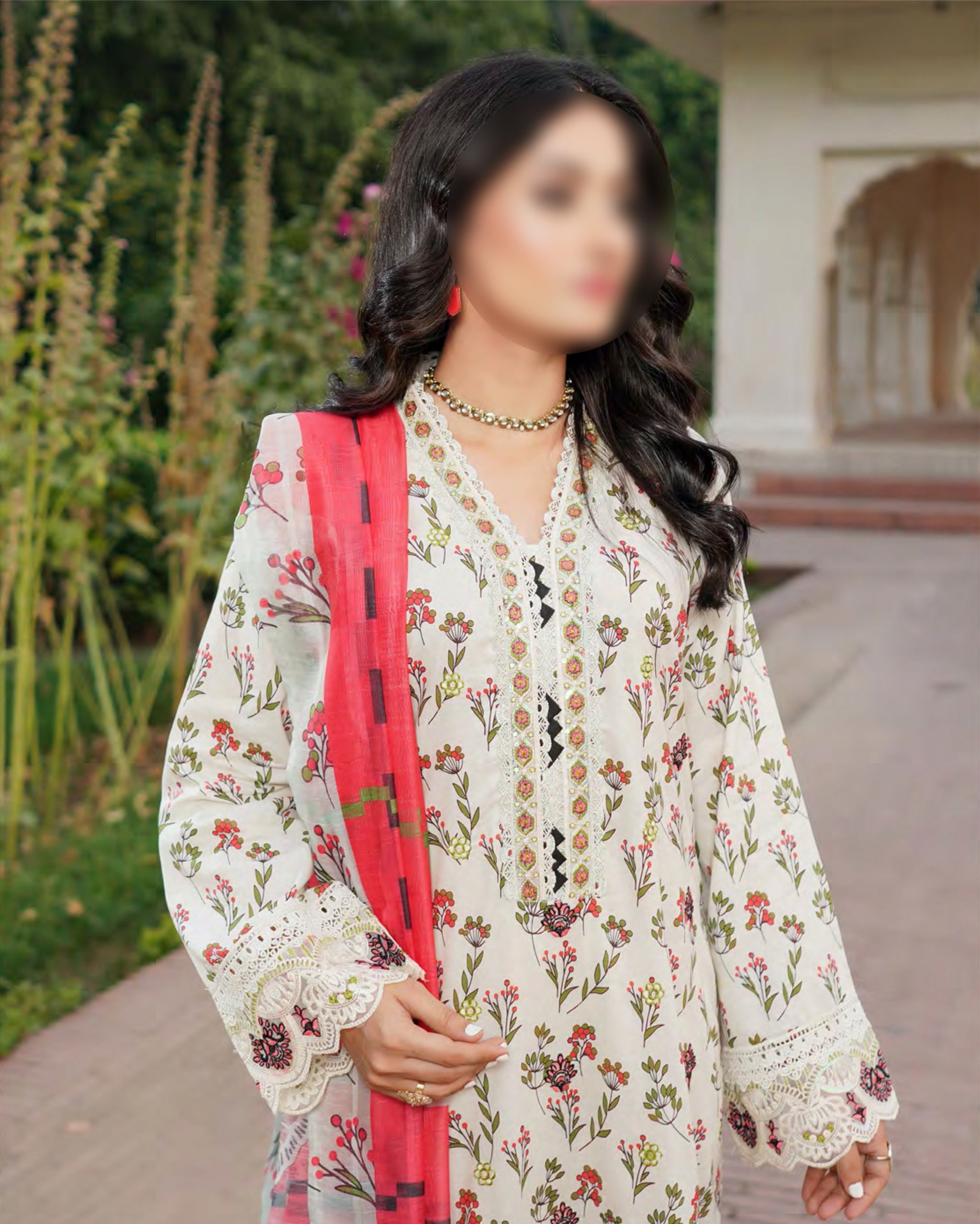 Off-White – Traditional Embroidered 3-Piece Set