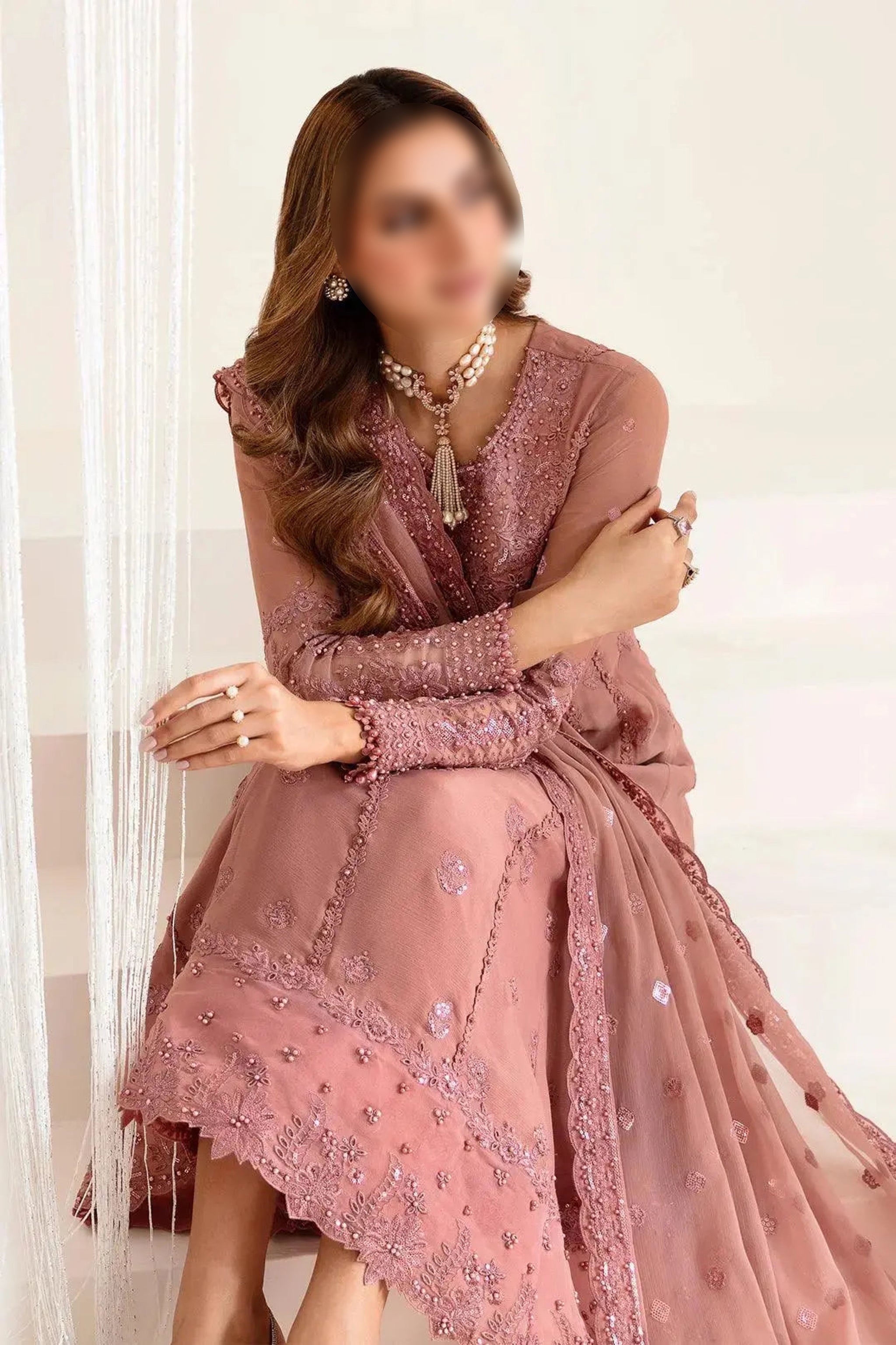 Dusty Rose – Traditional Embroidered 3-Piece Set