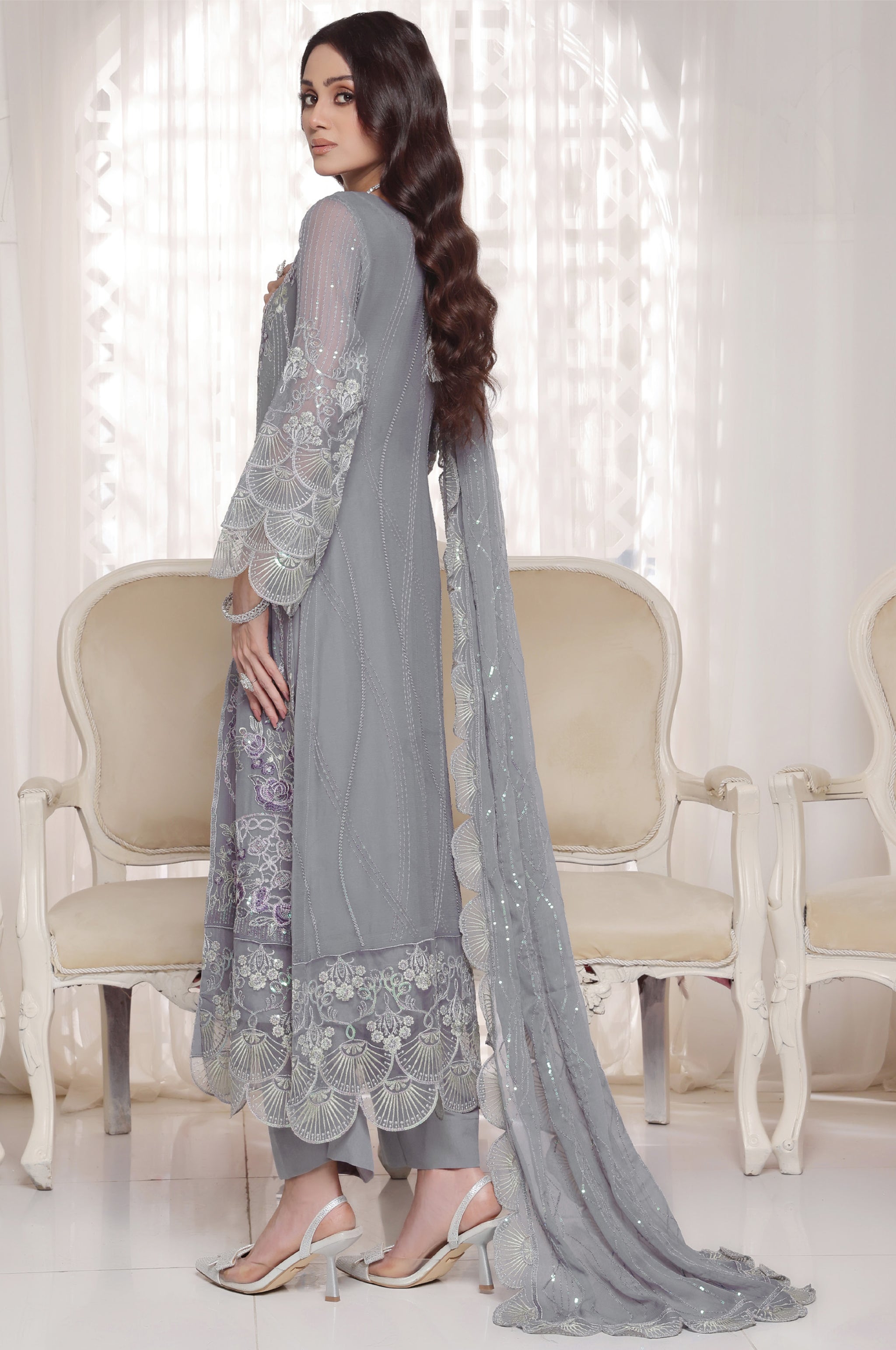 Glamour Grey – Traditional Embroidered 3-Piece Set
