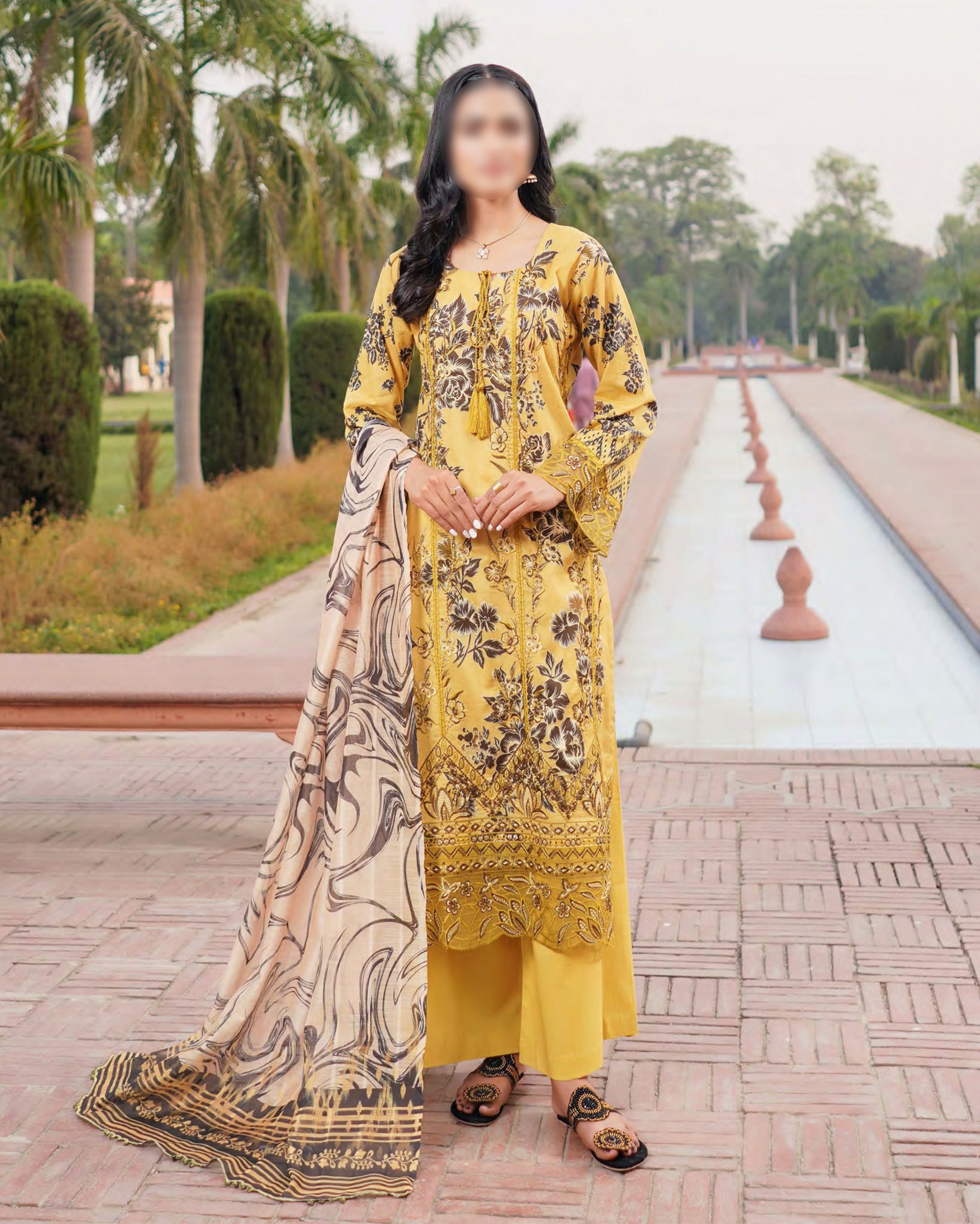Mustard – Traditional Embroidered 3-Piece Set