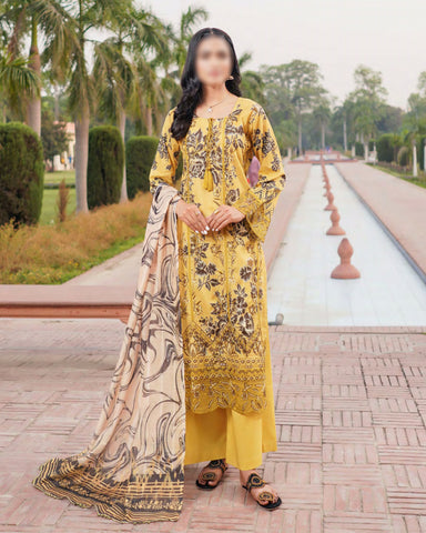 Mustard – Traditional Embroidered 3-Piece Set