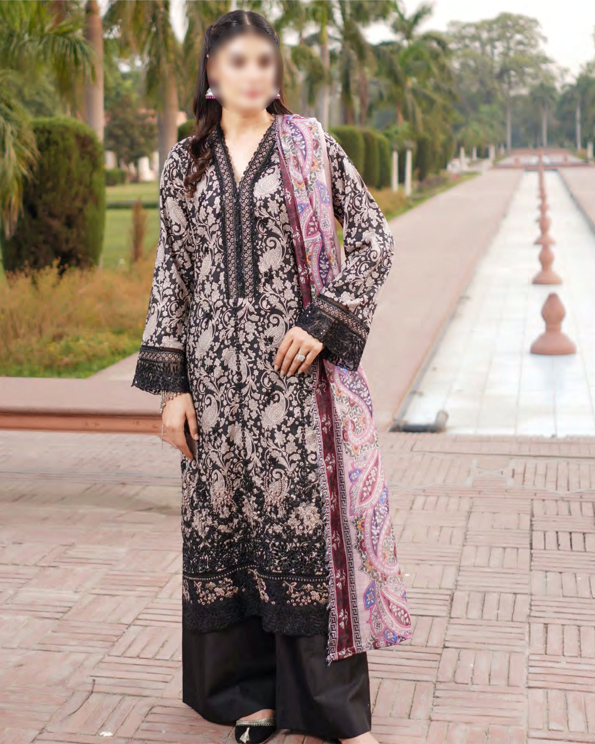 Black – Traditional Embroidered 3-Piece Set
