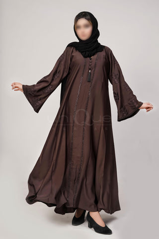 Embroidered Stone Chocolate Abaya