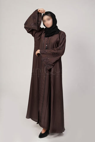 Embroidered Stone Chocolate Abaya