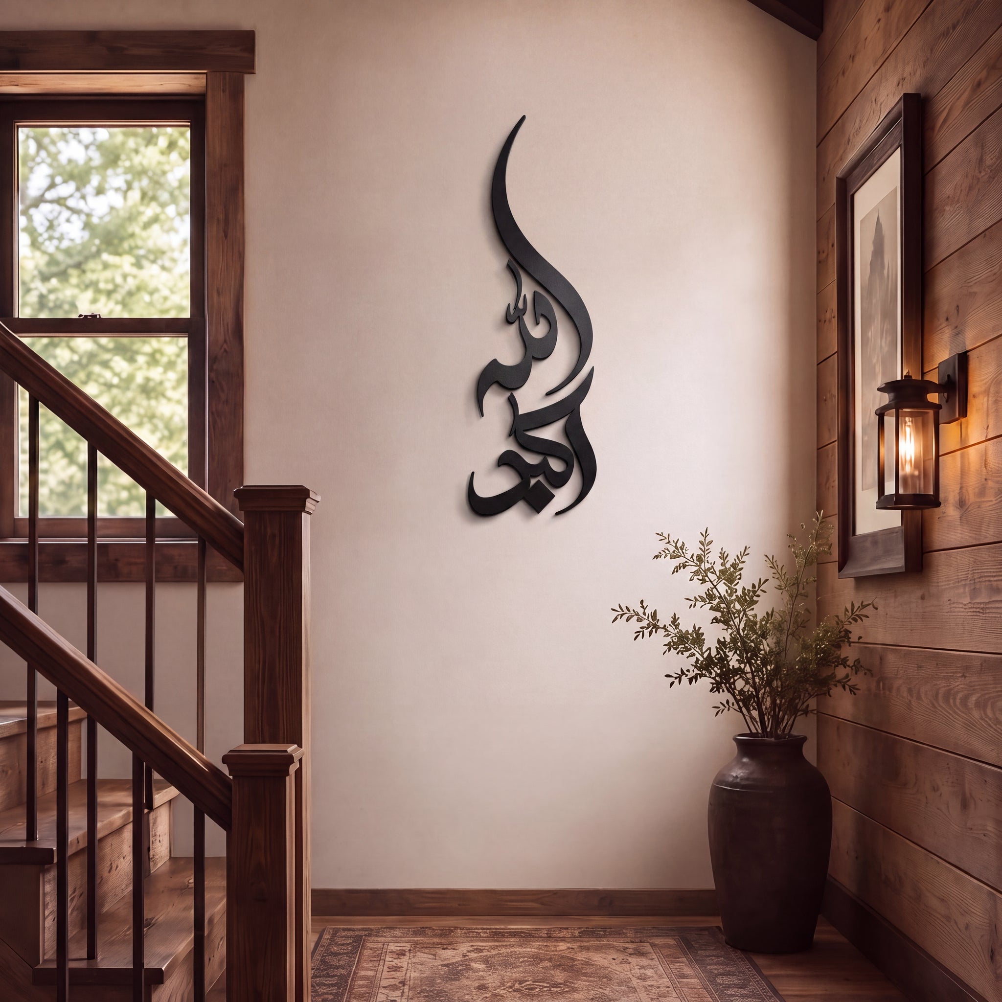 Allah Hu Akbar Islamic 3D Stainless Steel  Calligraphy Wall Art