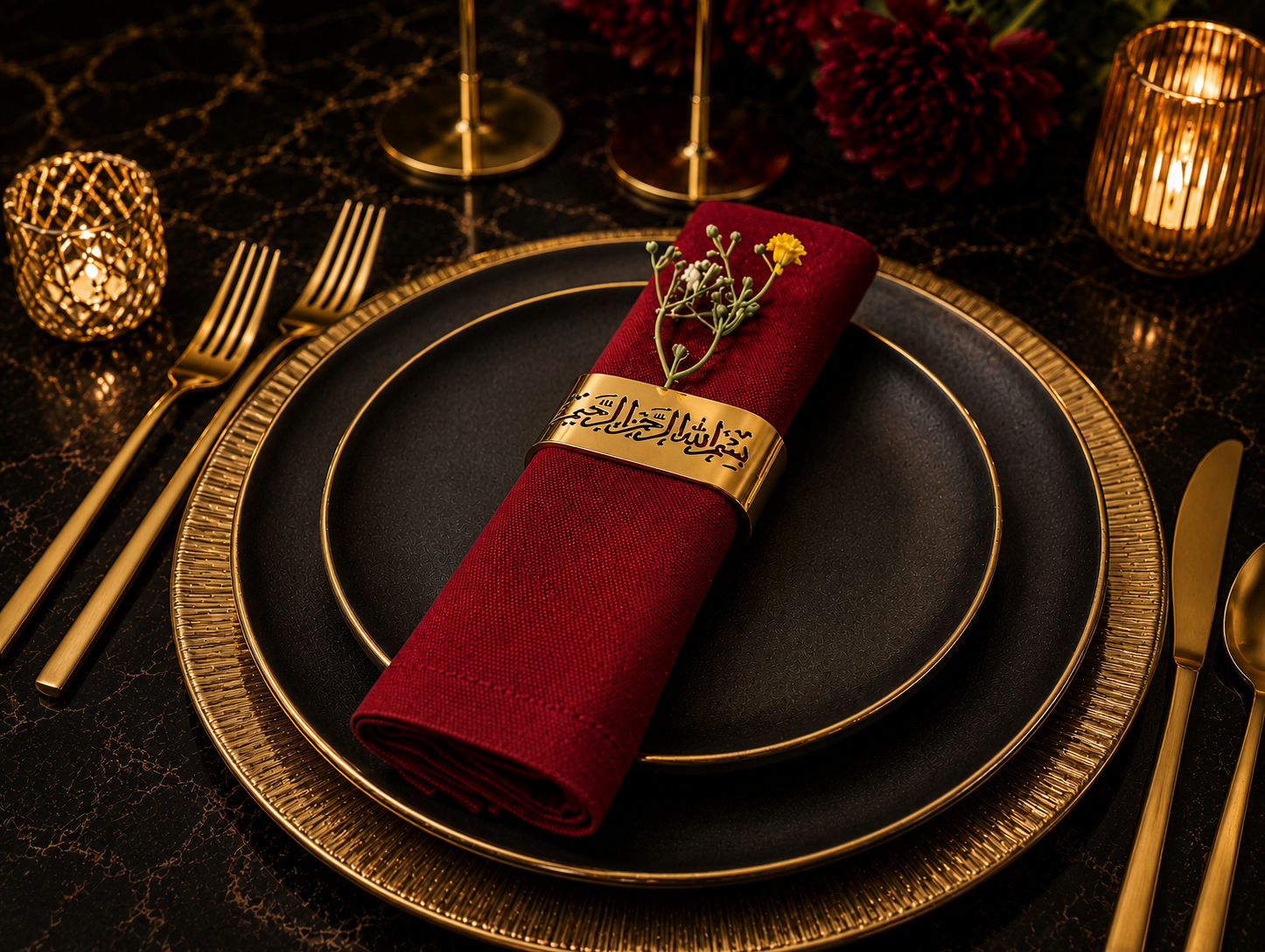 Bismillah Napkin Rings Set of 4 islamic Table Decor