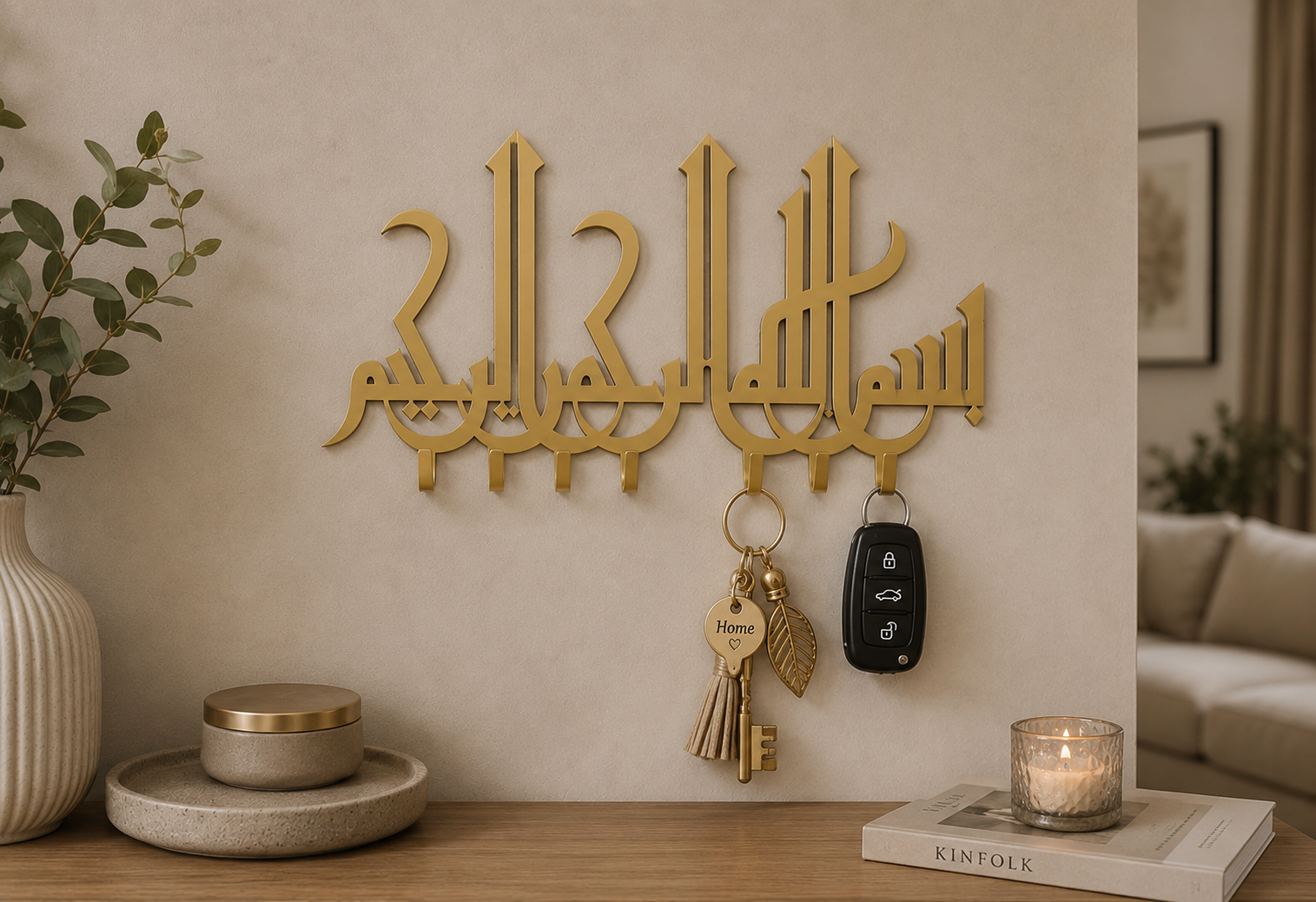 Modern Style Luxury Bismillah Stainless Steel Islamic Key Holder
