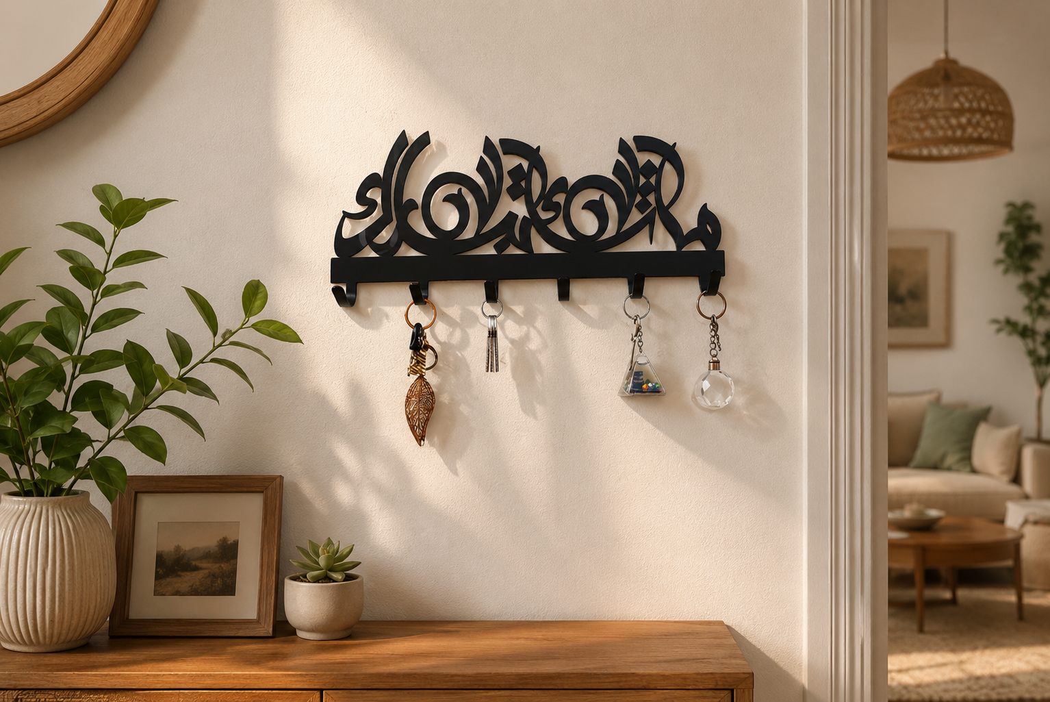 Luxury Modern MashAllah TabarakAllah Stainless Steel Islamic Key Holder