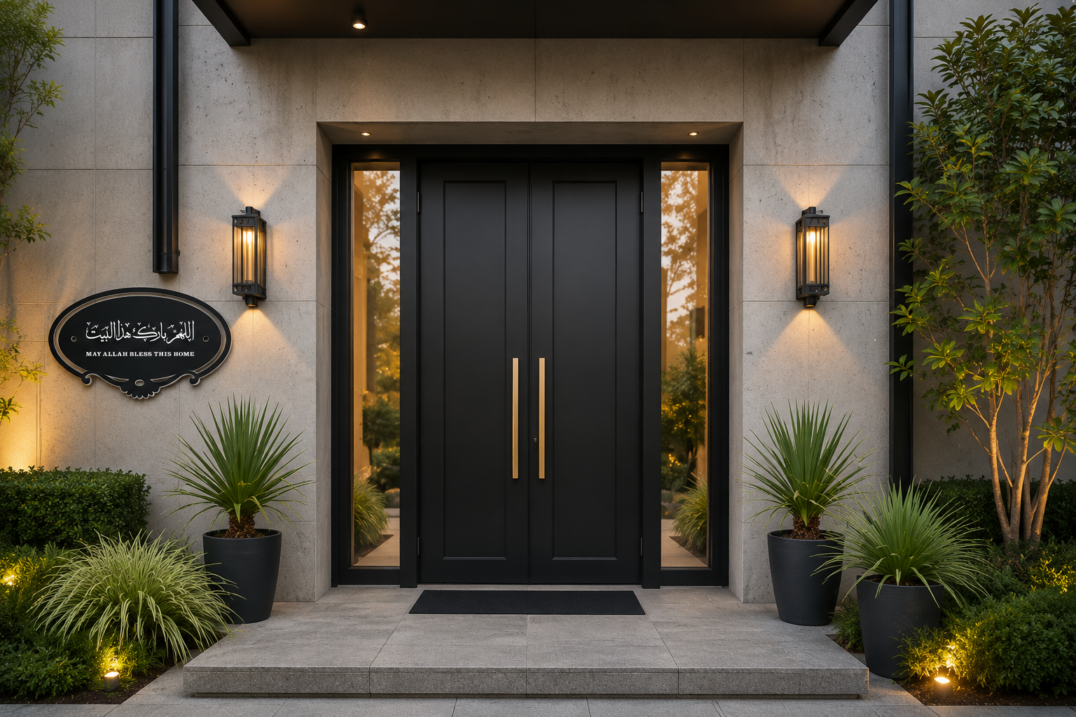 May Allah Bless This Home Metal Front Door Sign Islamic Wall Art