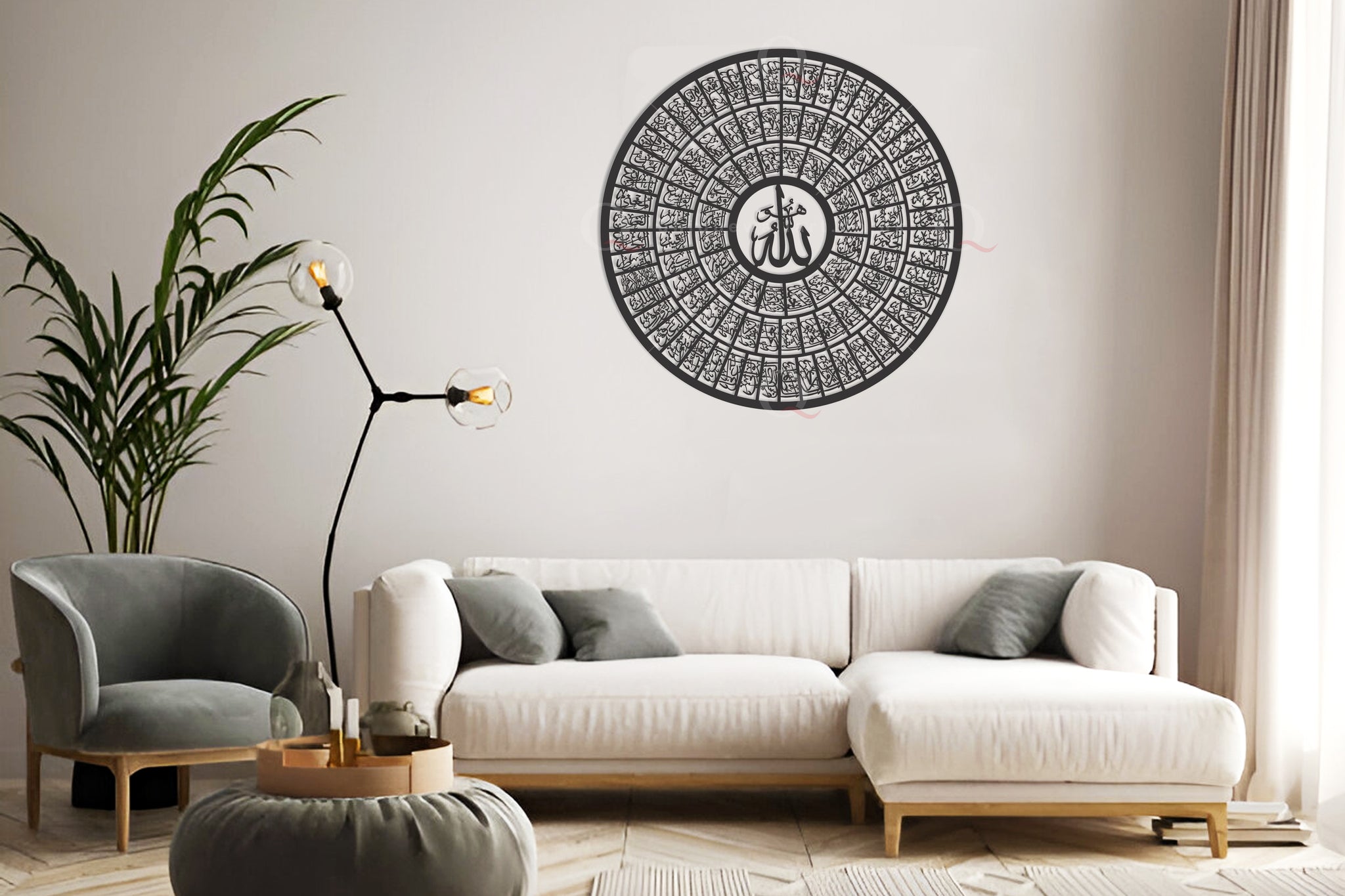 99 Names of Allah Stainless Steel Handmade Islamic Calligraphy Wall Art