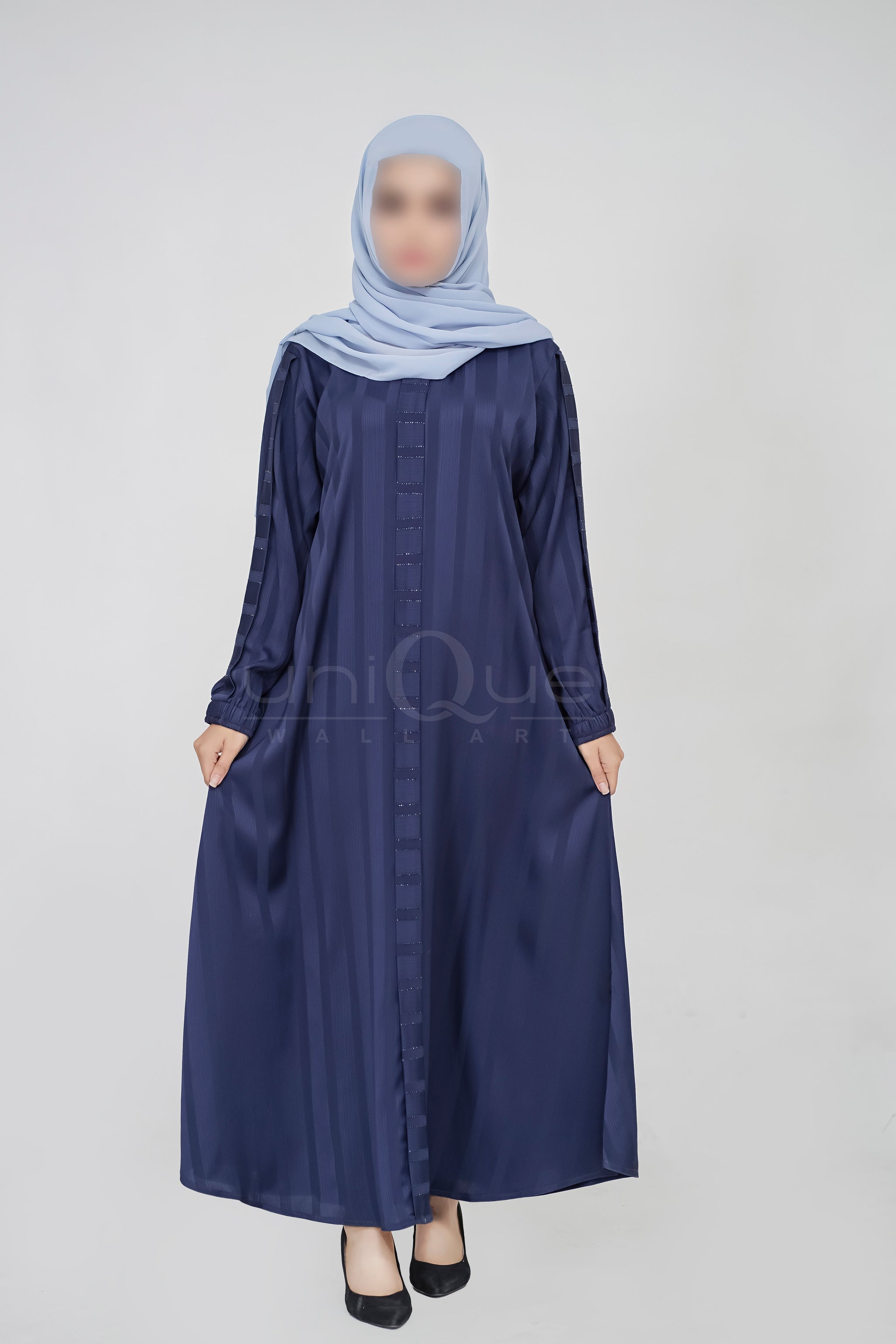 Close Stripe Blue Muslim Women Abaya uniquewallart Close Stripe Blue Muslim Women Abaya uniquewallart