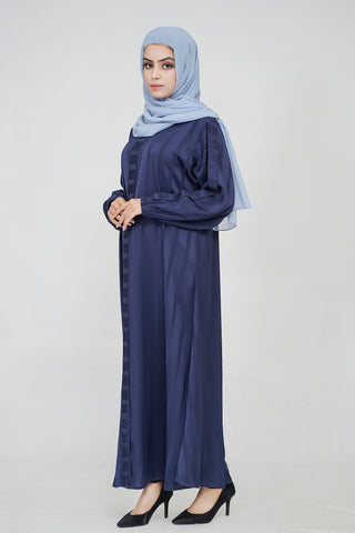 Close Stripe Blue Muslim Women Abaya