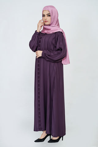 Close Stripe Purple Muslim Women Abaya