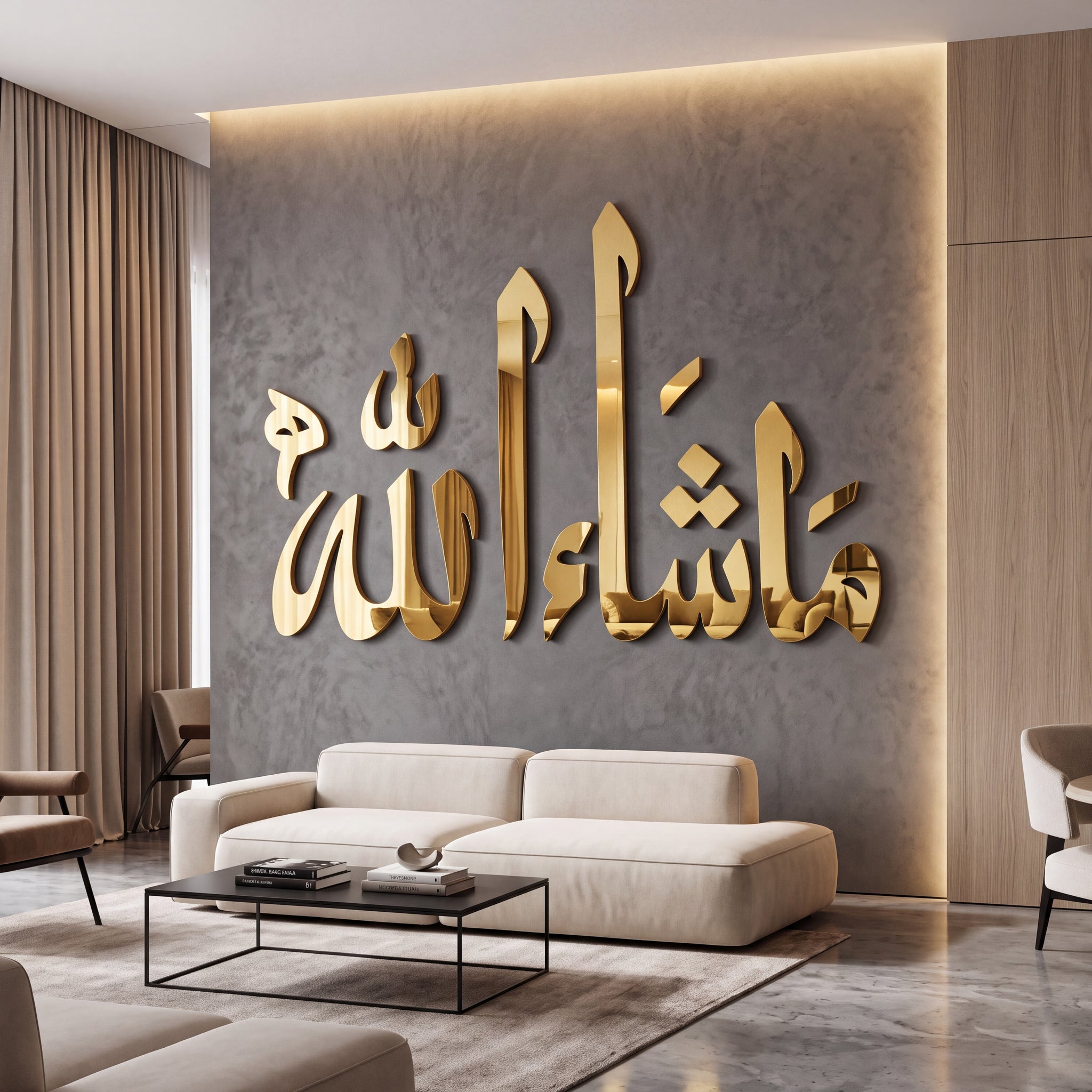 MashAllah 3D Stainless Steel Calligraphy Wall Art