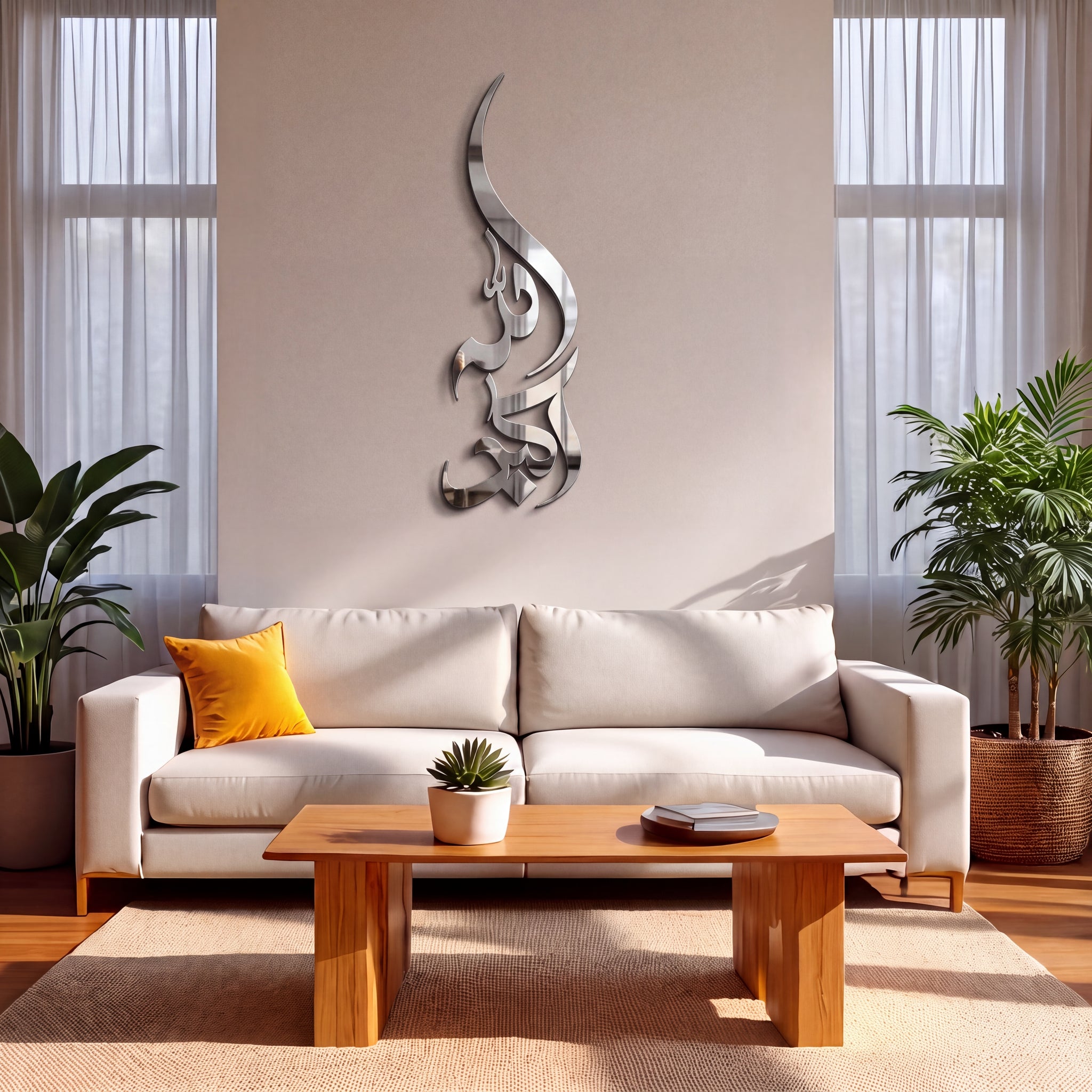 Allah Hu Akbar Islamic 3D Stainless Steel  Calligraphy Wall Art