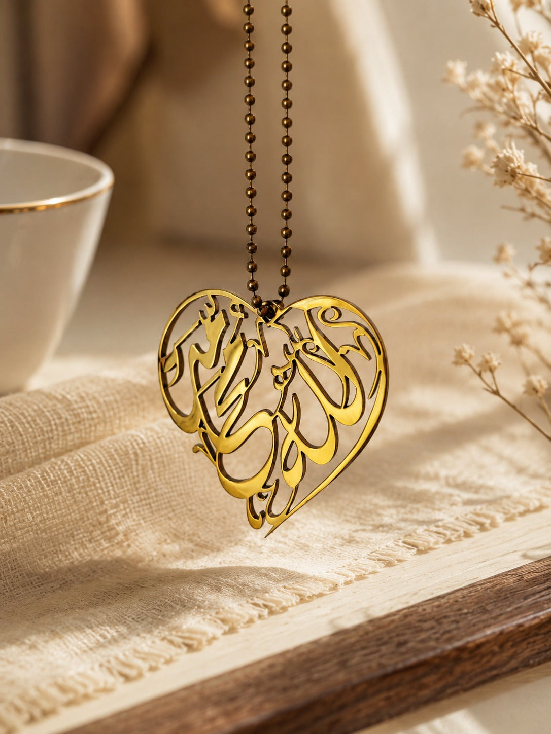 Allah Muhammad Heart Shape Stainless Stee Car Hang