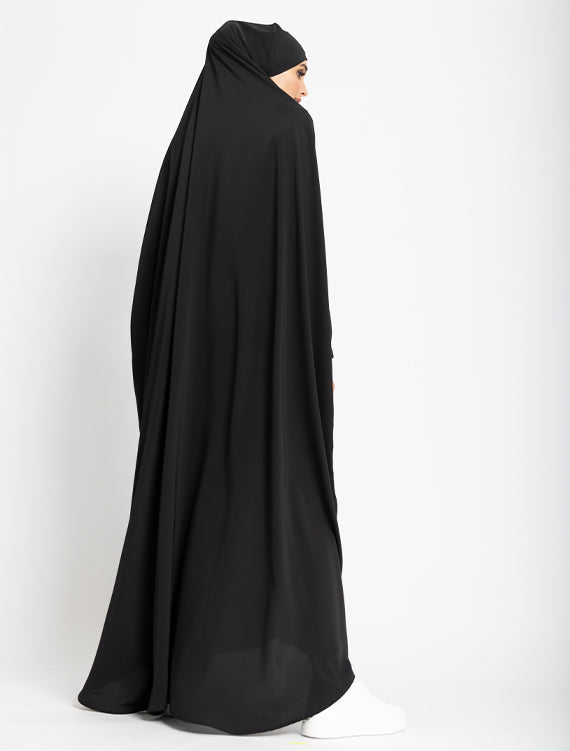 Black 1 Piece Jilbab by Uniquewallart Abaya for Women, Back Side View