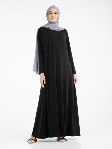 Black Inigo Abaya Uniquewallart Abaya for Women Front Side Detailed