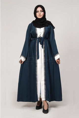 Essential Green Abaya by Uniquewallart Abaya for Women, Front Side View