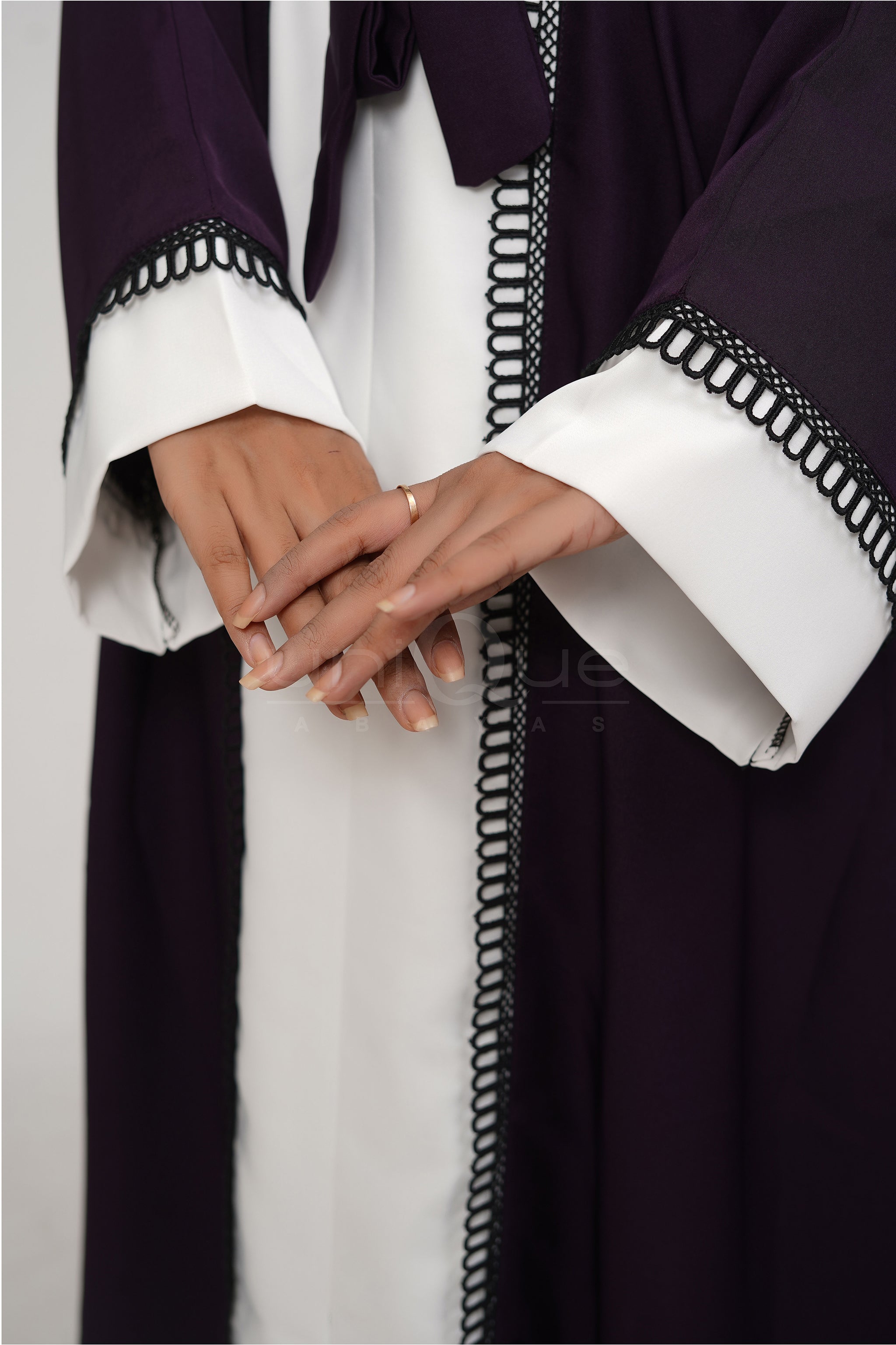 Essential Purple Abaya by Uniquewallart Abaya for Women, Cuff Detail