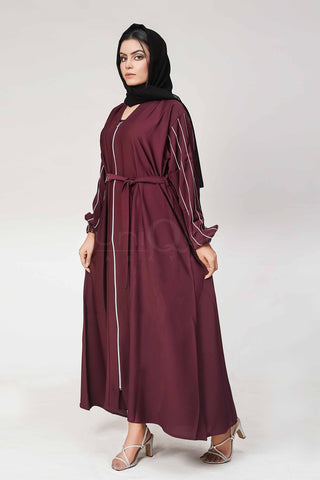 Full Zip Plum Abaya Uniquewallart Abaya For Women Front Side