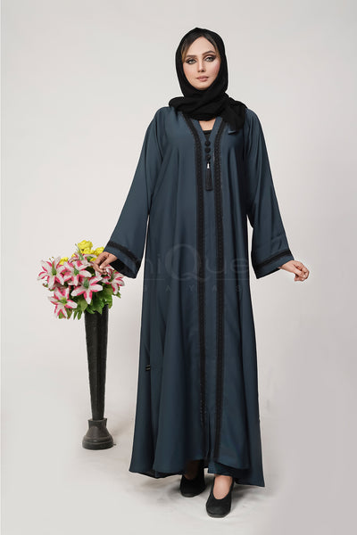 Lace Tassel Grey Abaya Uniquewallart Abaya For Women Front Side