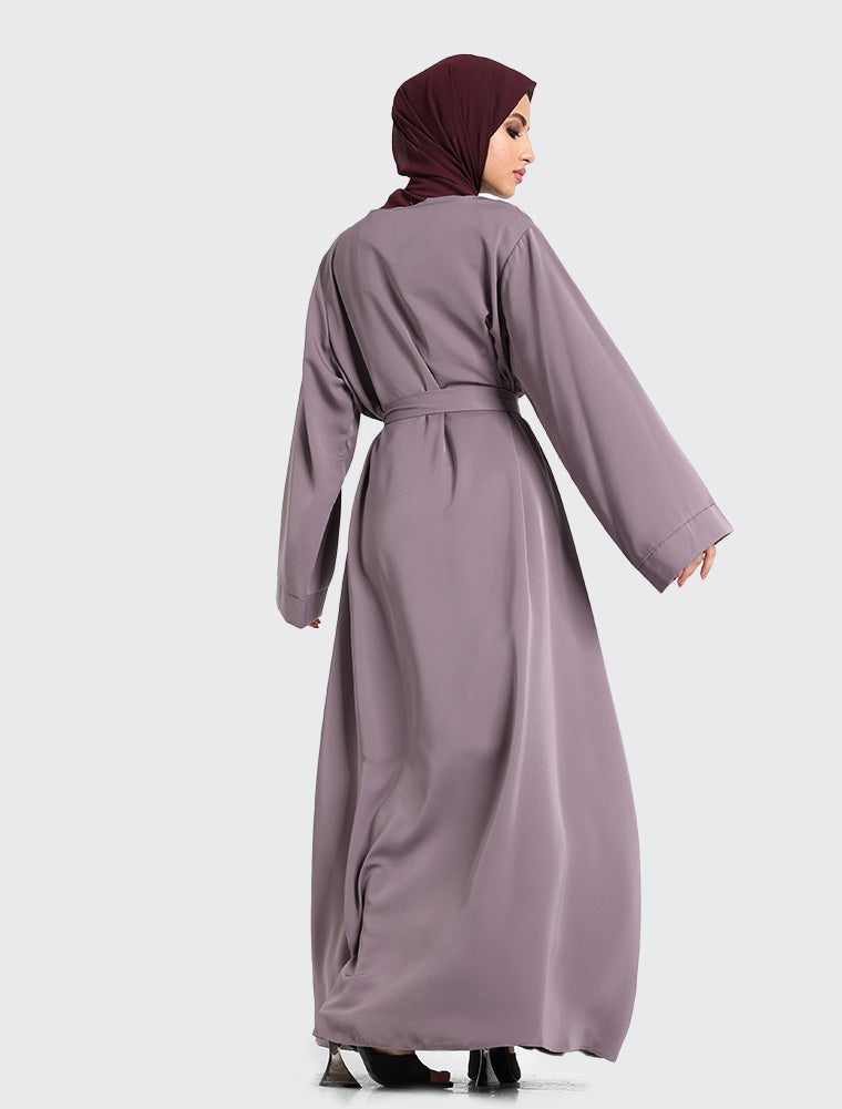 Mauve Plain Abaya by Uniquewallart Abaya for Women, Back Side View