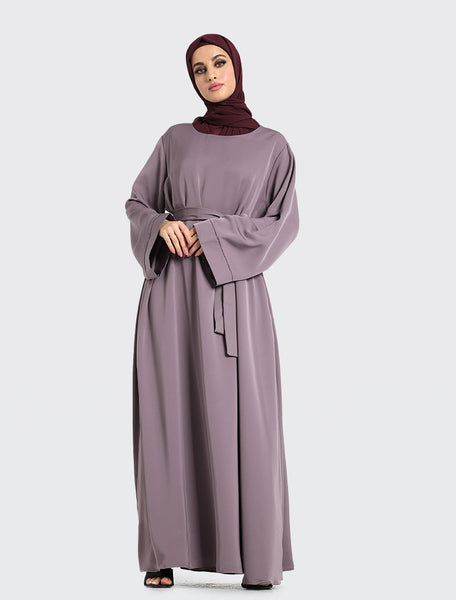 Mauve Plain Abaya by Uniquewallart Abaya for Women, Front Side View