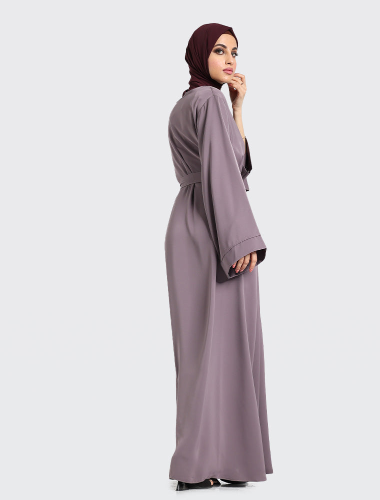 Mauve Plain Abaya by Uniquewallart Abaya for Women, Right Side View