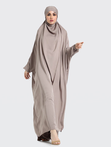 Mocha 1 Piece Jilbab Uniquewallart Affordable Abayas Front Side