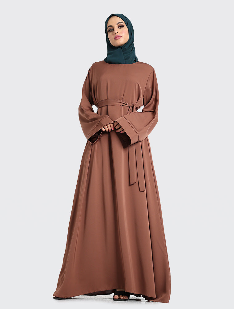 Mocha Plain Abaya Uniquewallart Abaya For Women Front Side