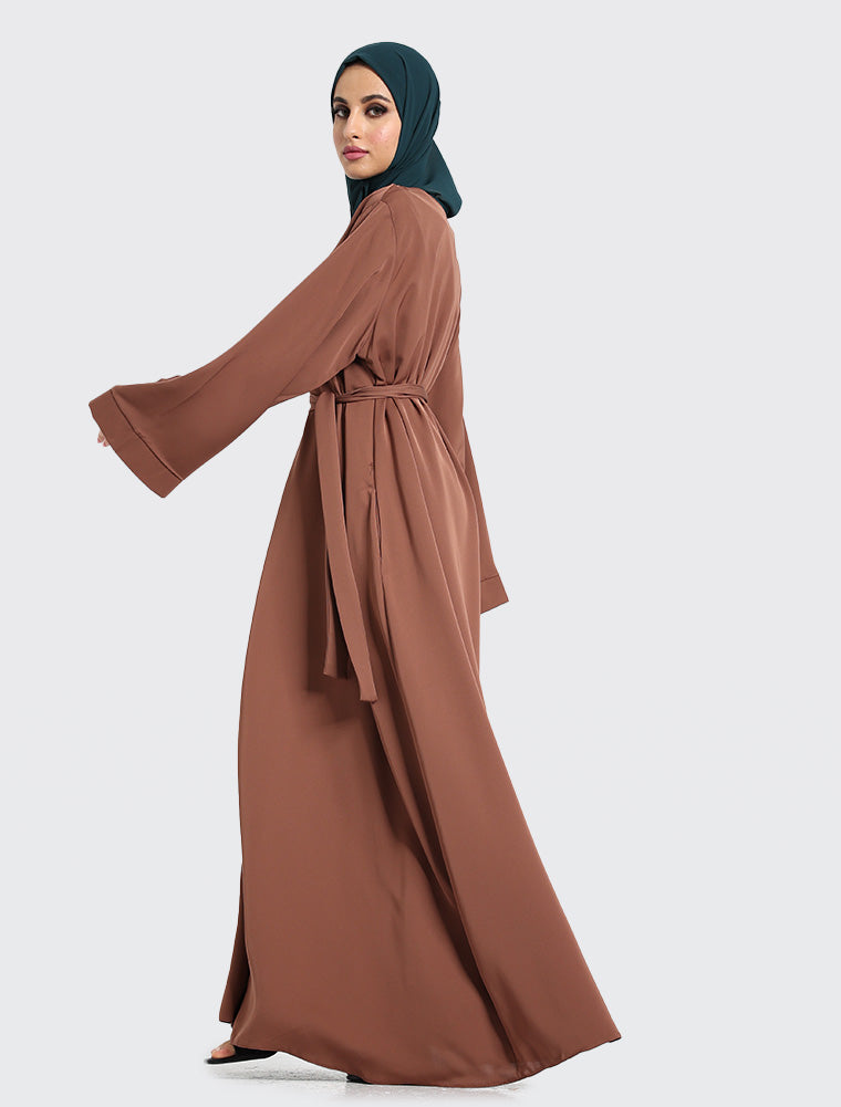 Mocha Plain Abaya Uniquewallart Abaya For Women Left Side View