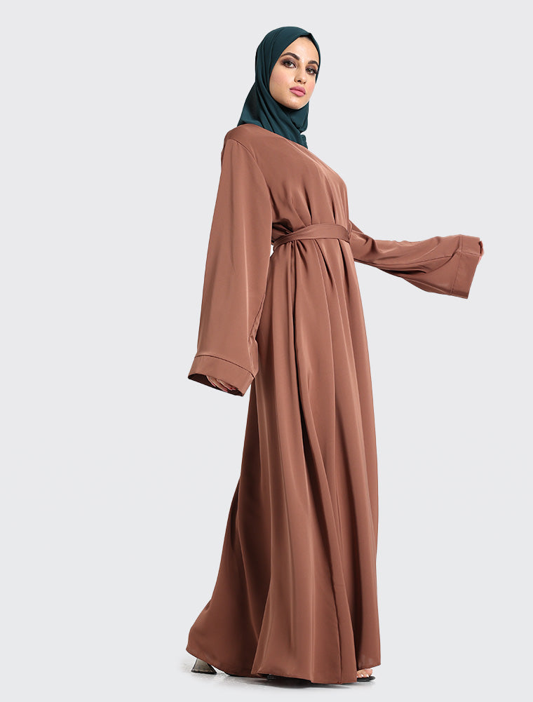 Mocha Plain Abaya Uniquewallart Abaya For Women Right Side View