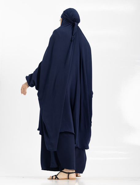 Navy 2 Piece Jilbab Uniquewallart Abaya For Women Back Side