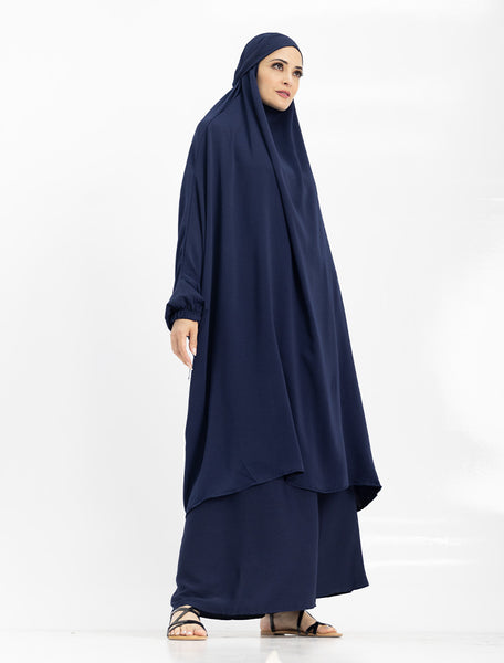 Navy 2 Piece Jilbab Uniquewallart Abaya For Women Front Side