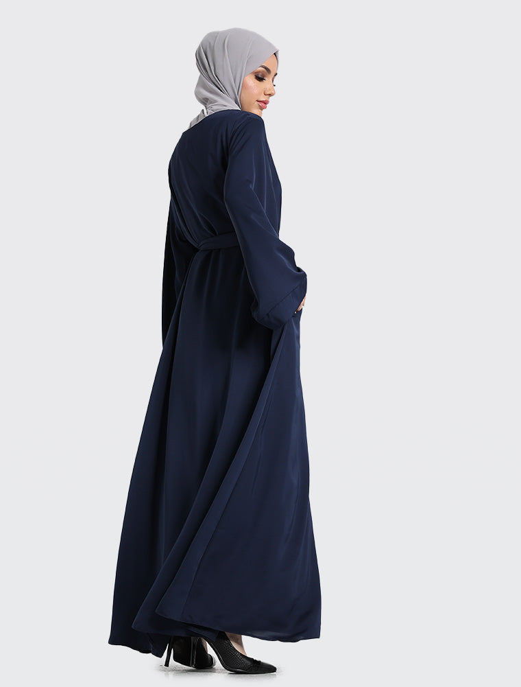 Navy Plain Abaya Uniquewallart Abaya For Women Back Side
