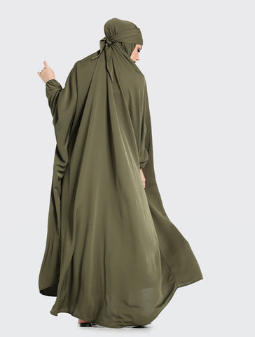 Olive 1 Piece Jilbab Uniquewallart Abaya for Women Back Side