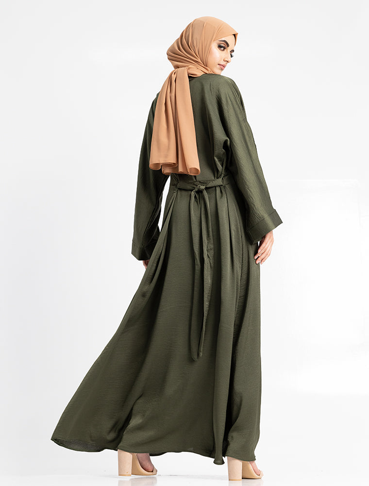 Silky Abaya Beautiful Muslim Women Clothing Khaki Uniquewallart Abaya For Women Back Side
