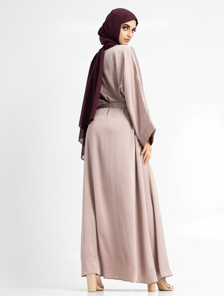 Silky Abaya Dress Muslim Women Clothing Rose Pink Uniquewallart Abaya For Women Back Side