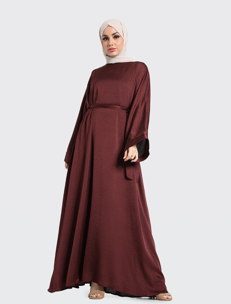 Silky Abaya Muslim Women Clothing Maroon uniquewallart